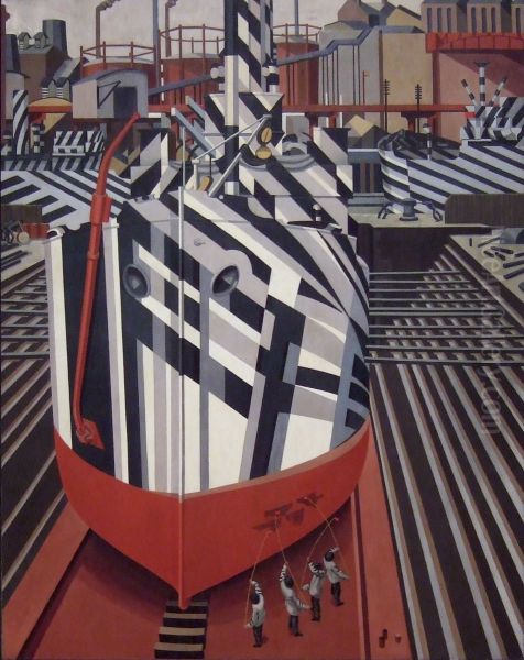 Dazzle-ships in Drydock at Liverpool - view 1