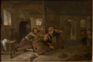 Peasants Fighting over Cards in a Tavern by Jan Steen