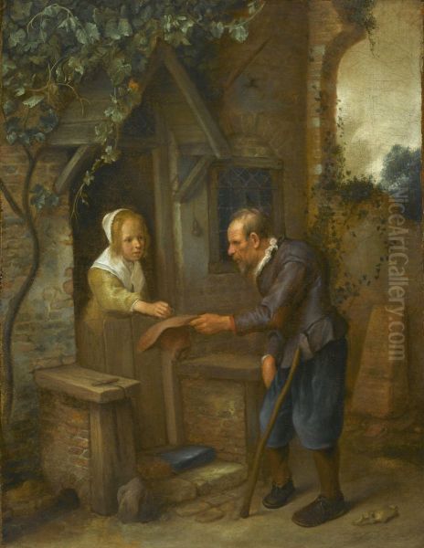 Young Girl Giving Alms to an Old Man - view 1