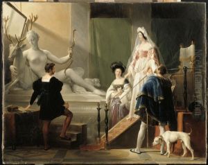 Diane de Poitiers visitant l'atelier de Jean Goujon by Alexandre-Evariste Fragonard