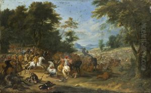 Battle at the entrance to a forest.