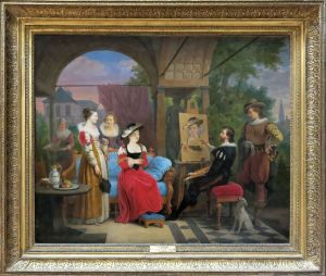 Rubens peignant "le Chapeau de paille" dans un pavillon de son jardin by Ferdinand de Braekeleer