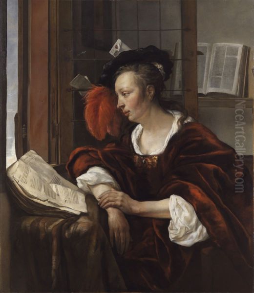 Woman Reading a Book by a Window - view 1