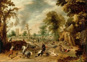 Pillage of a village by Sebastiaen Vrancx