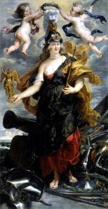 Portrait of Maria de' Medici, Queen Mother of France (1575-1642) as the goddess Bellona by (studio of) Rubens, Peter Paul