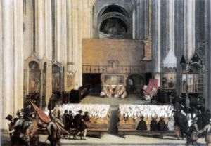 Le Concile de Trente (vingt-troisieme session, 15 juillet 1563,  dans la nef centrale de la cathedrale San Vigilio de Trente)