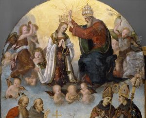 Le Couronnement de la Vierge avec saint Jerome, saint Francois, saint Bonaventure et saint Louis de Toulouse by Filippino Lippi