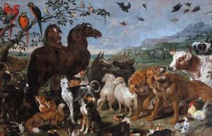The animals go to Noah' s Ark