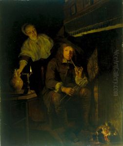 The Smoker at the Fireside by Gabriel Metsu