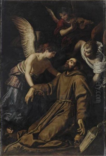 Engelen ondersteunen de bezwijmende H. Franciscus van Assisi - view 1