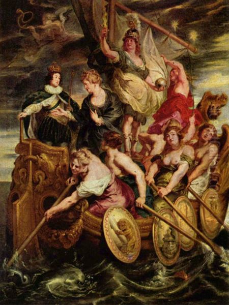 Gemaldezyklus fur Maria de' Medici, Konigin von Frankreich, Szene: Grossjahrigkeit des Dauphins Ludwigs XIII. und Ubertragung der Regierung an ihn durch Maria de' Medici - view 1