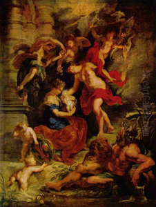 Gemaldezyklus fur Maria de' Medici, Konigin von Frankreich, Szene: Geburt der Maria de' Medici