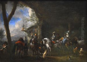 Le depart pour la chasse au faucon by Philips Wouwerman