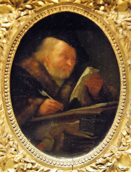 Old man writing - view 1