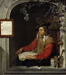 The pharmacist, or the alchemist by Gabriel Metsu