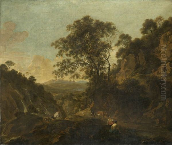 Paysage italianisant avec cascades - view 1