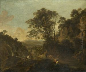 Paysage italianisant avec cascades by Dirck Van Der Lisse