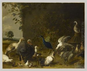 Paon et oiseaux de basse-cour by Adriaen van Utrecht