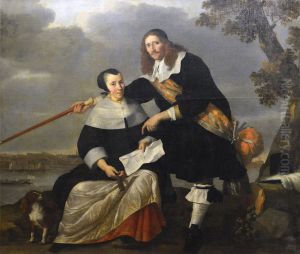 Portrait of Hendrick Heuck (?-1677) en Catharina Brouwers (?-?) by Nicolaes de Helt Stockade