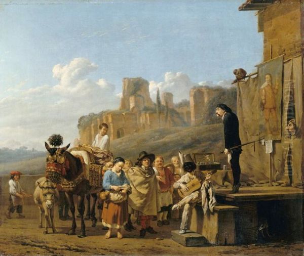 Italian charlatans in a landscape - view 1