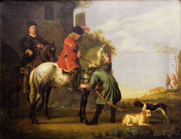 Departure of Two Riders at an Inn - view 1