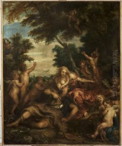 Rinaldo and Armida as lovers observed by Ubaldo and Carlo by Sir Anthony Van Dyck