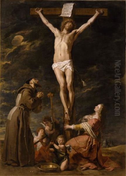 Le Christ en croix entre sainte Madeleine et saint Francois - view 1