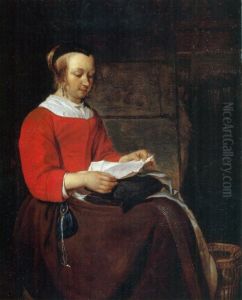Young Woman Seated in an Interior, Reading a Letter by Gabriel Metsu