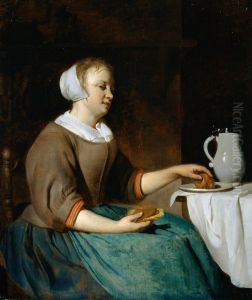 Young woman eating at a table