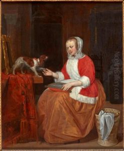 Young woman playing with a dog Young woman playing with a dog