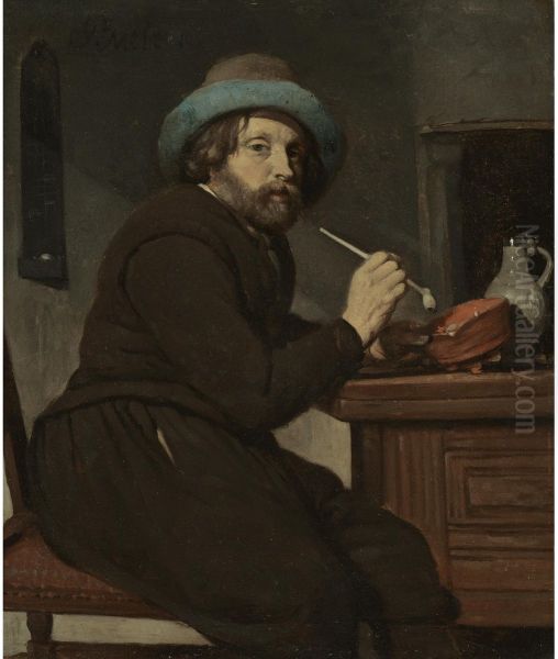 Smoker Seated at a Table - view 1