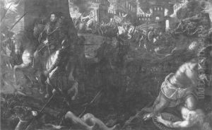 Einnahme von Mailand durch Federico II. Gonzaga by Jacopo Tintoretto