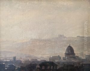 Rome: maisons dominees par un dome by Pierre-Henri de Valenciennes