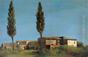 Farm-buildings at the Villa Farnese: the Two Poplar Trees by Pierre-Henri de Valenciennes