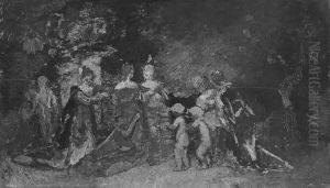 Reunion dans un parc by Adolphe Joseph Thomas Monticelli