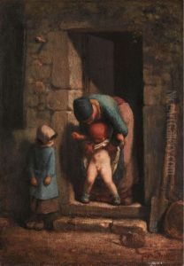 Maternal Precaution by Jean-Francois Millet