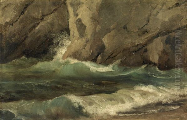 Vagues au pied de rochers - view 1