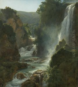 La cascade (Tivoli) by Achille Etna Michallon