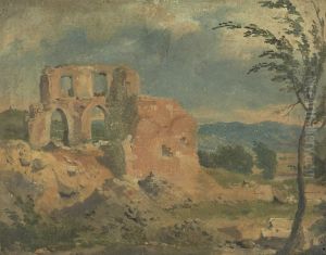 Ruines dans un paysage by Achille Etna Michallon