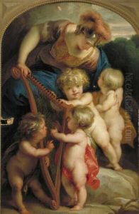 Allegorie, Minerva met drie putti