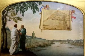 Plan of the Charterhouse of Paris held by two angels