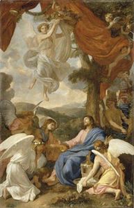 Le Christ au desert servi par les anges by Charles Le Brun