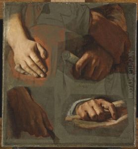 Etudes pour l' Apotheose d'Homere: mains de Virgile, de Corneille, d'Euripide by Jean Auguste Dominique Ingres