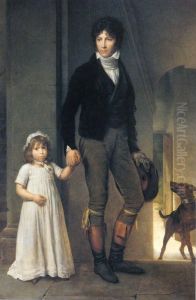 Jean-Baptist Isabey, Miniaturist, with his Daughter by Francois Gerard