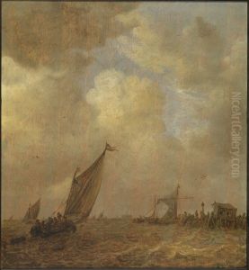 Gezicht op de Haarlemmermeer bij storm by Jan van Goyen