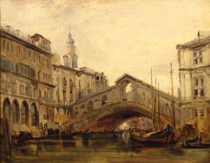 Gezicht op het Canal Grande en de Rialto-brug te Venetie Gezicht op het Canal Grande en de Rialto-brug te Venetie
