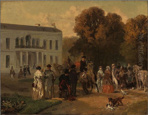 The departure of the riding party - view 1