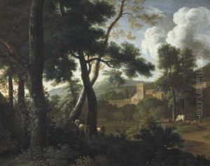 Italiaans landschap by Jan Vermeer van Haarlem