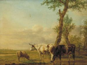Landschap met koeien by Jan Kobell II