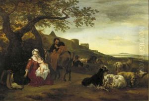Rust op de vlucht naar Egypte by Jan Baptist Weenix